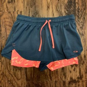 Champion running shorts with compression tights sz small